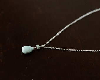 Larimar Teardrop & Variscite Chain Necklace