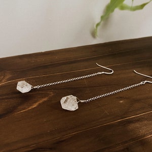 Single Herkimer Diamond Chain Earrings image 3