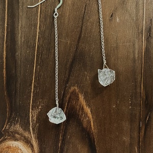 Single Herkimer Diamond Chain Earrings image 4