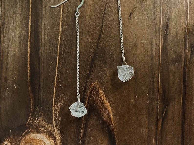 Single Herkimer Diamond Chain Earrings image 4