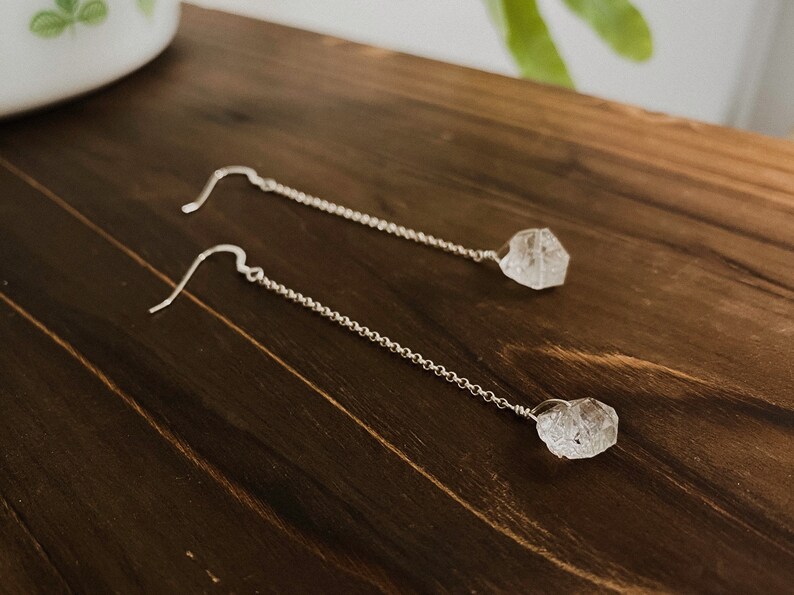 Single Herkimer Diamond Chain Earrings image 7