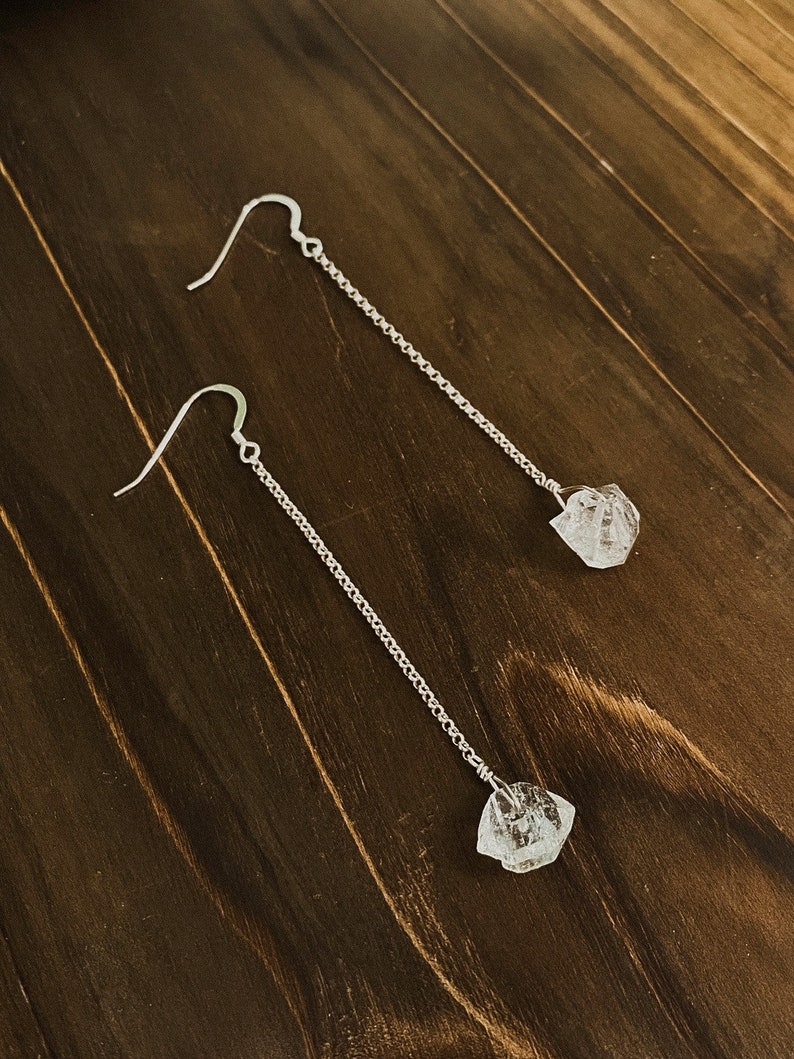 Single Herkimer Diamond Chain Earrings image 6