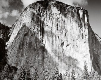 El Capitan Photo, Yosemite, black and white, nature, mountain, landscape, sky, fine art, Wall Art, Home Decor, Office Decor
