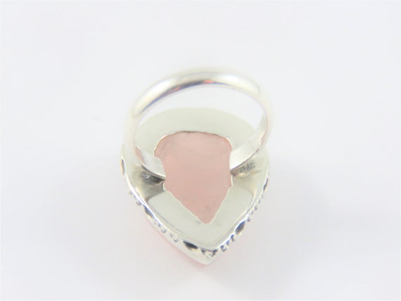Sterling Silver Tear Shaped Rose Quartz Ring-SIZE… - image 4