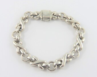Sterling 6 1/2 Inch X's and O's Linked Bracelet