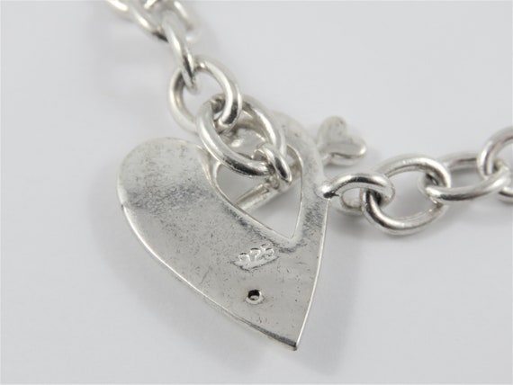 Oval Link Bracelet with Sterling Silver Heart Charms & Toggle Clasp