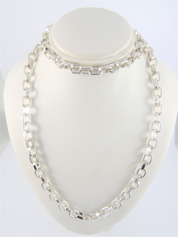Sterling Silver 24" Rectangular Link Chain - image 4