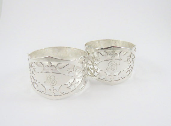 Two Sterling Silver Round Pierced  Napkin Rings w… - image 1