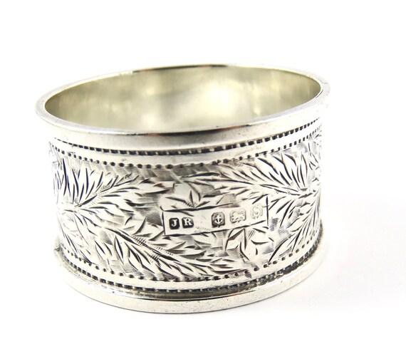 Sterling Silver 1 Inch Wide Napkin Ring With Engl… - image 2