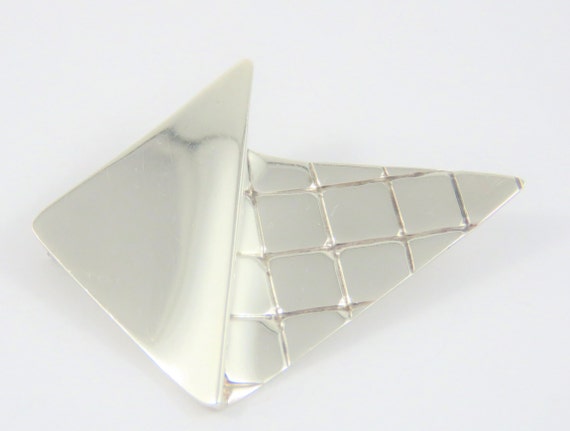 Sterling Silver  Triangular Shaped Brooch - image 1