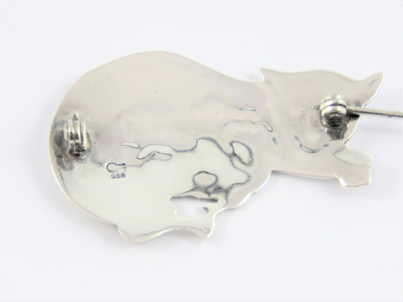 Sterling Silver Cat With Kittens Brooch - image 2