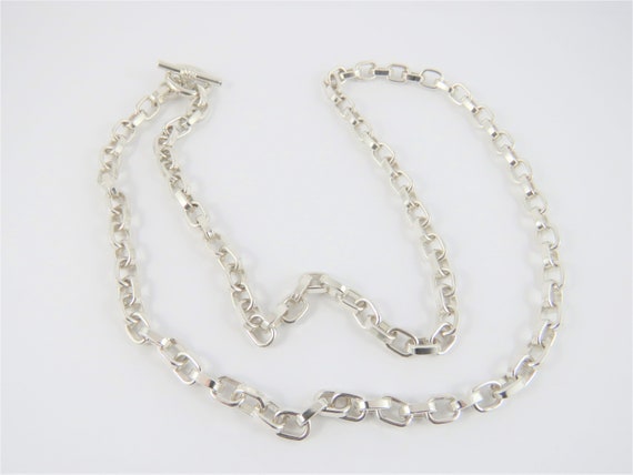 Sterling Silver 24" Rectangular Link Chain - image 1