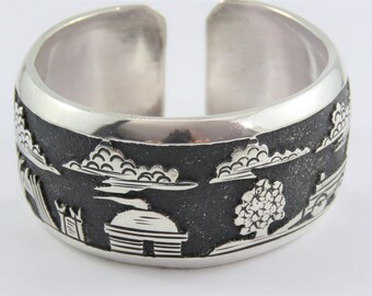 Authentic Thomas Singer Vintage Native American Navajo Desert Snow Sterling Silver Bracelet Authentic Thomas Singer Vintage Native American Navajo Desert Snow Sterling Silver Bracelet