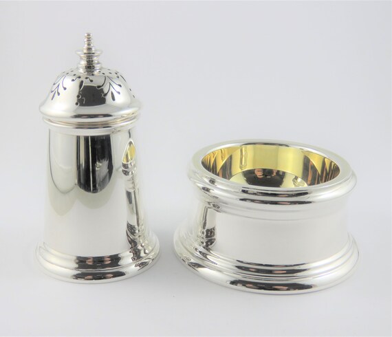 Asprey Sterling Silver Salt Cellar With Pepper Sha