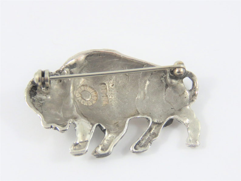 Sterling Silver Bison Brooch