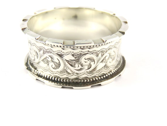 Sterling Silver 3/4 Inch wide Napkin Ring with En… - image 5