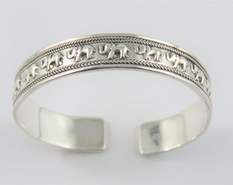 Sterling Silver Elephant Cuff Bracelet