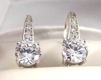 Sterling Silver CZ  Earrings with European Backings