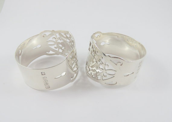 Two Sterling Silver Round Pierced  Napkin Rings w… - image 3