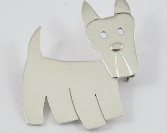 Sterling Silver Terrier Dog Brooch