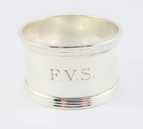 Sterling Silver Monogrammed Napkin Ring with Engli