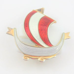 Sterling Silver Enamel Viking Ship Pin