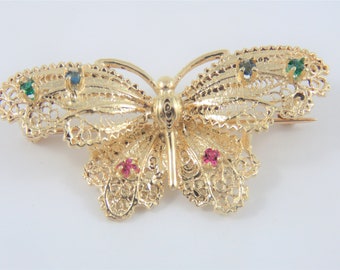 14Kt Yellow Gold Butterfly Pin