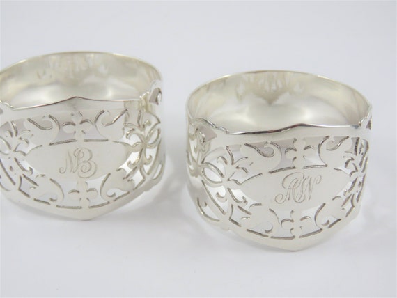 Two Sterling Silver Round Pierced  Napkin Rings w… - image 5