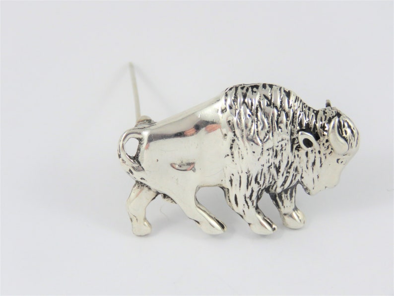 Sterling Silver Bison Brooch