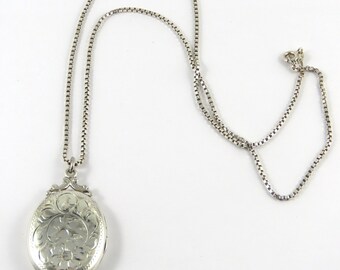 Birks Sterling Oval Photo Locket With 20" Box Chain