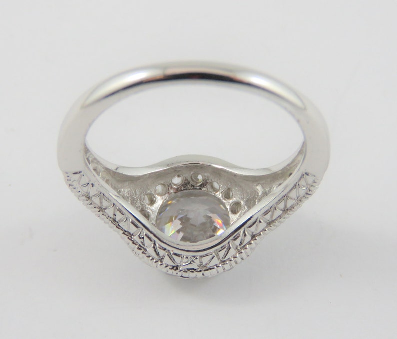 Silver Bezel Set CZ Cluster Ring-SIZE 7