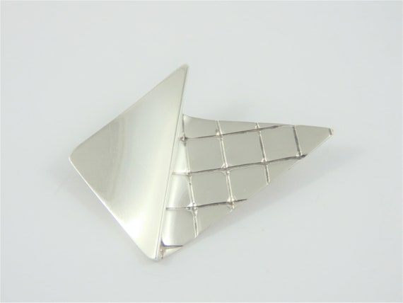 Sterling Silver  Triangular Shaped Brooch - image 4