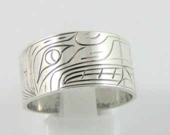 Sterling Silver Native Band- SIZE 9