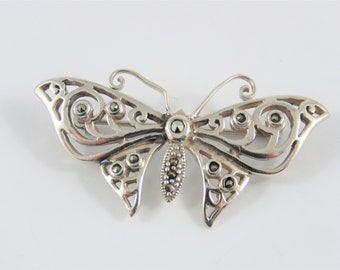 Sterling Silver and Marcasite Butterfly Pin