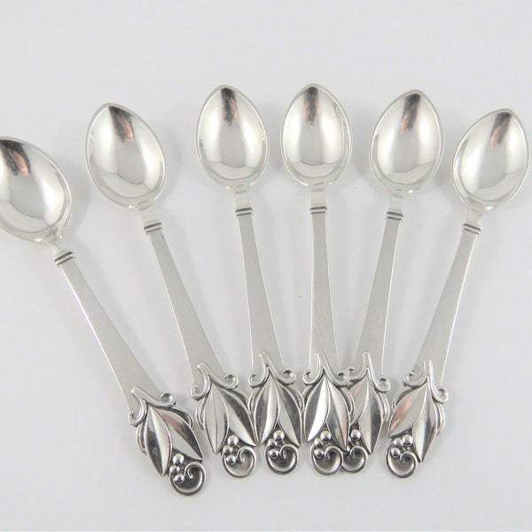 Six Carl Cohr Sterling Silver Demi Tasse Spoons