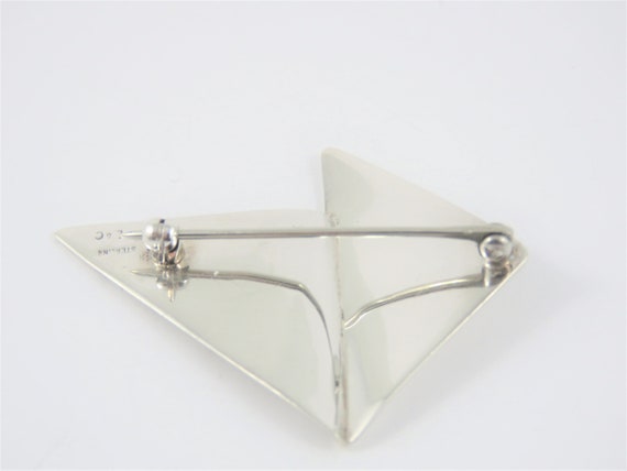 Sterling Silver  Triangular Shaped Brooch - image 2