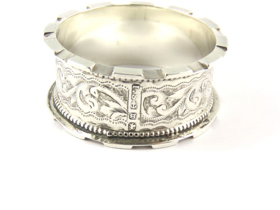 Sterling Silver 3/4 Inch wide Napkin Ring with En… - image 3