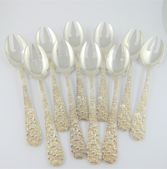 Ten Sterling Silver Stieff Ice Cream Spoons In th… - image 1