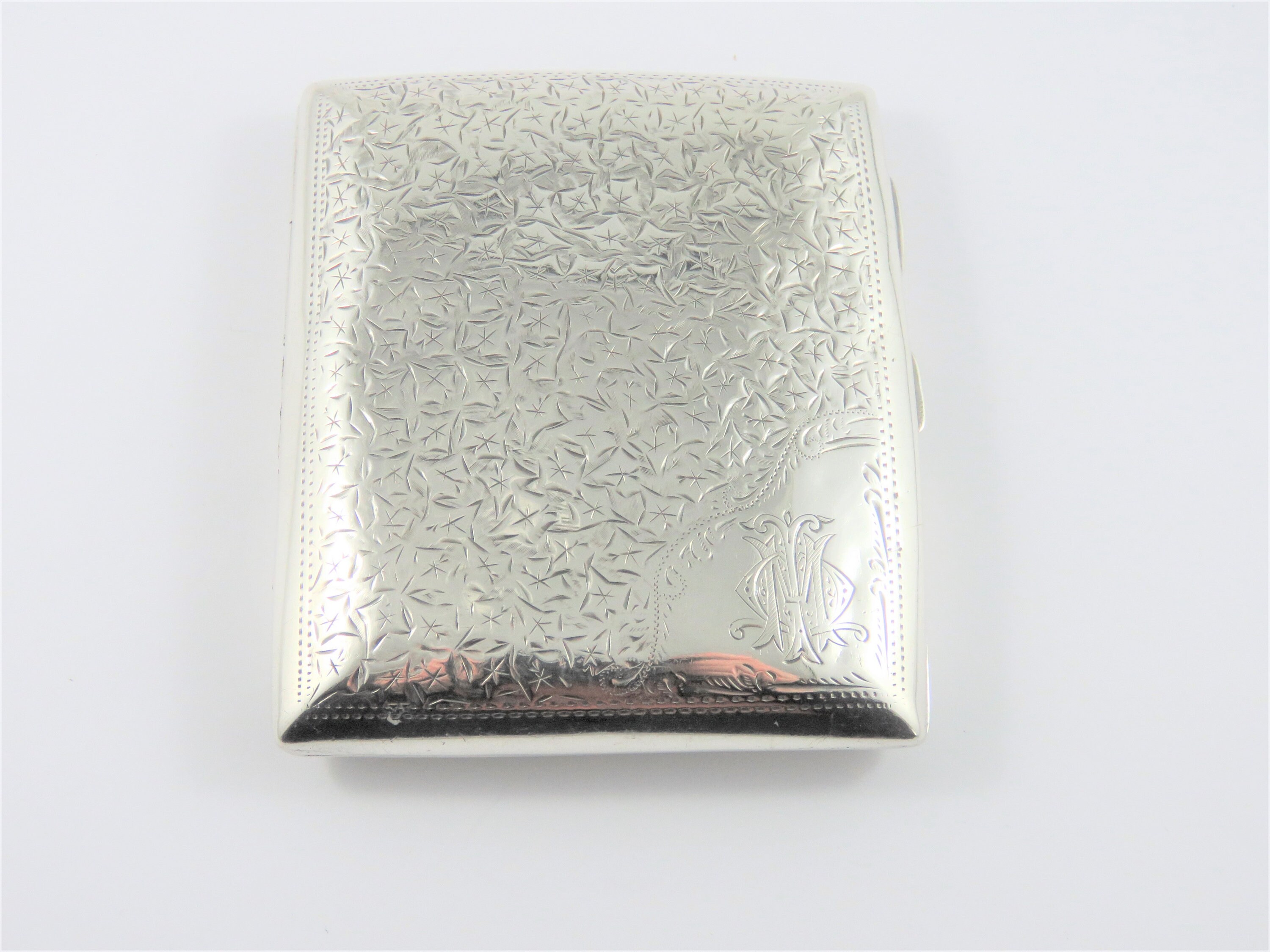 Sterling Silver Short Cigarette Case With English Hallmarks Sterling Silver Short Cigarette Case With English Hallmarks