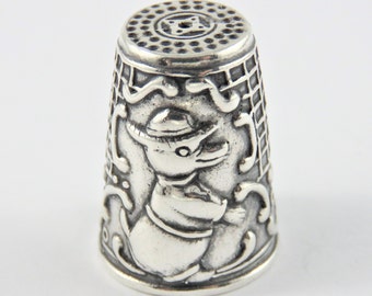 Silver Thimble With Fox Design