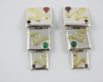 A Pair Of Sterling Silver Mexican TA-148 Earrings With Clip Backings