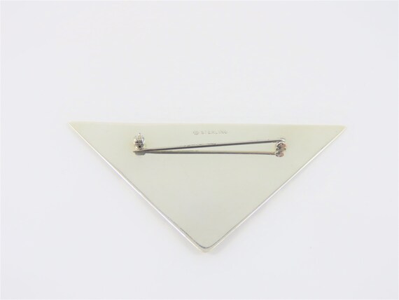Sterling Silver  Triangular Shaped Brooch - image 2