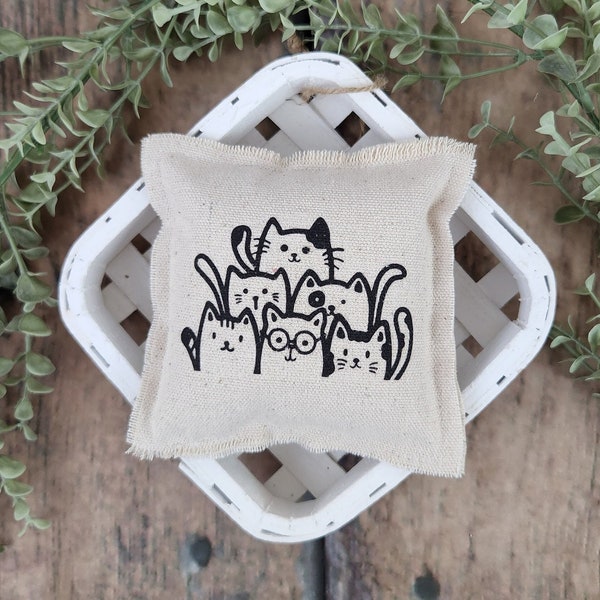 Mini 5"x5" Farmhouse Pillow for Tiered Tray~Group of CATS~Pet Tiered Tray~Cat Tiered Tray~Crazy Cat Lady