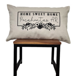 FARMHOUSE Pillow Cover 12X20~Personalized Pillow Cover with HOME Sweet HOME, City & State~Custom Wedding Gift~Personalized Throw Pillow