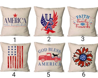 Patriotische Kissenhülle ~ 4. Juli Kissen ~ USA Kissenbezug ~ Rot Weiß und Blau Kissenhülle ~ God Bless America Kissenbezug