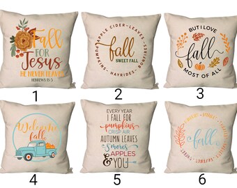 Fundas de almohada de otoño ~ Cojín de bienvenida al otoño ~ Cojín de enamorarse de Jesús ~ Funda de almohada de agradecimiento y bendición ~ Funda de almohada de amor al otoño sobre todo