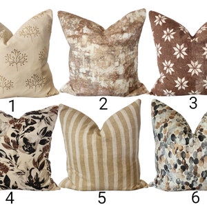 Washable Pillow Covers~Beige Pillow Covers~Neutral Floral Throw Pillow~Boho Striped Throw Pillow~Neutral Pillow Covers~Modern Pillow Cover