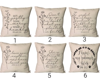 Faith Botanical Pillows~ Love One Another Pillow Covers~ScriptureThrow Pillows~Botanical Floral Pillow~Bible Verse Decor~Scripture Pillow
