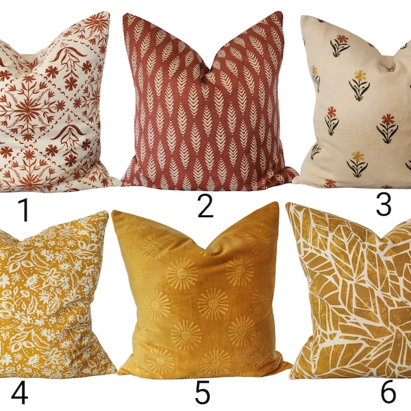 Washable Pillow Covers~Corduroy Burnt Orange Pillow Cover~Mustard Yellow Throw Pillow~Neutral Boho Pillow Covers~Modern Pillow Cover