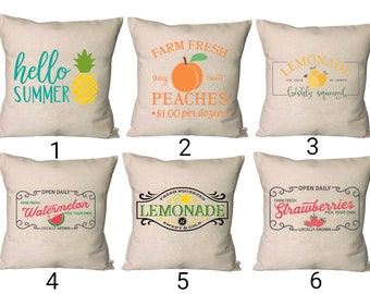 Summer Fruit Pillow Covers~Fruit Throw Pillow~Watermelon Throw Pillow~Lemon Pillow Cover~Strawberry Pillow Cover~Pineapple Pillow